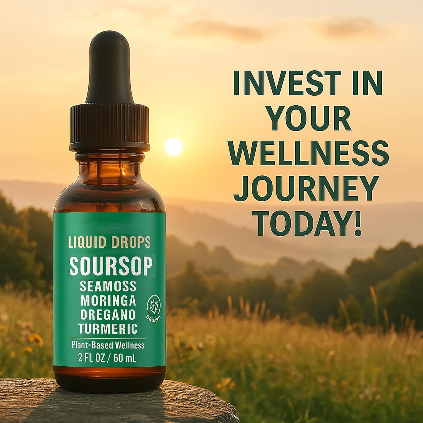 Soursop Natural Drops - 10-in-1 Soursop Bitters Liquid Drops with Sea Moss